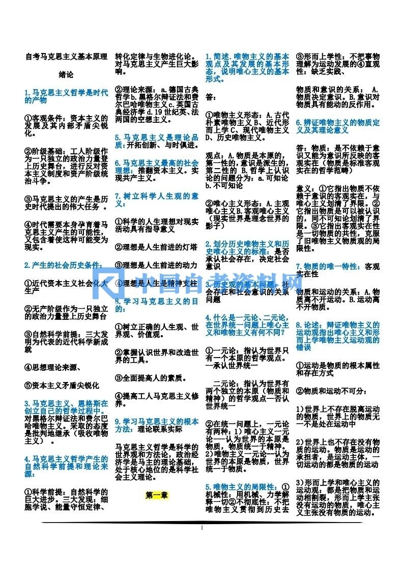 自考马克思主义基本原理概论知识点速记插图1